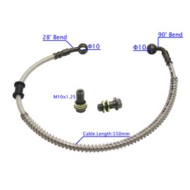 10mm-10mm 550mm 21.6 INCH Stainless Braided Hydraulic Brake Hose Line Cable M10 Banjo Bolts Pit Quad Dirt Bike ATV