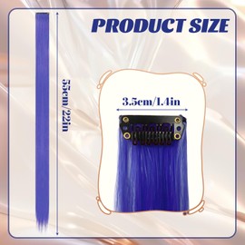 ARWIG 10 Pcs Clip In Hair Extension, 22 In Hair Extensions Human Hair Extensions Long Straight Hair Extensions clip in Hair Accessories for Girls (Dark Blue)