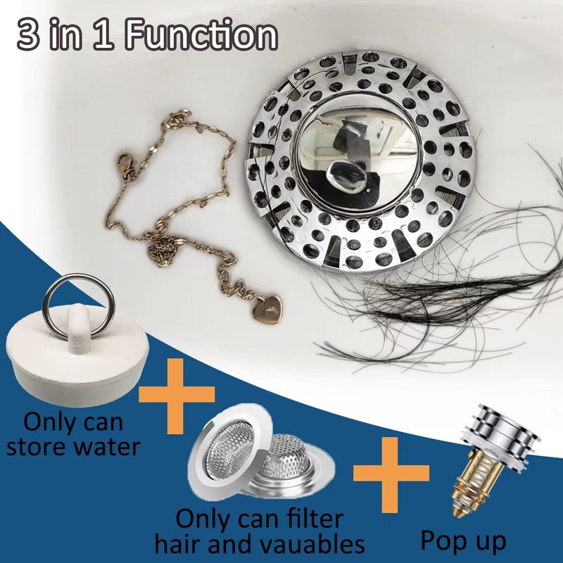 AzWzz Universal Tub Stopper Bathtub Drain Plug, Pop Up Tub