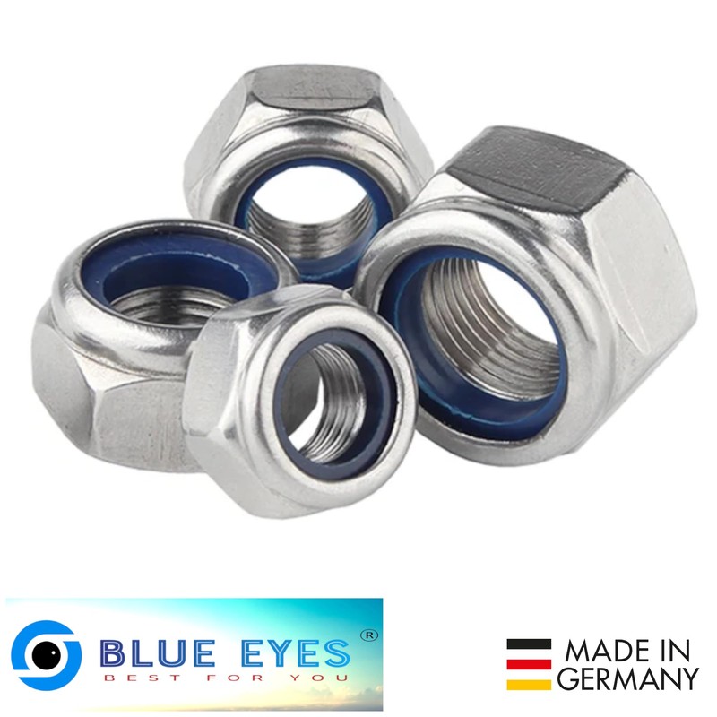 Blue Eyes Locking Nuts DIN985 Stainless Steel Hex Nuts Standard