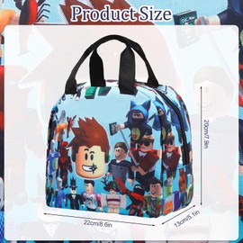 rob 1 Lunch Bag kids Lunch Box Adults, Reusable Cartoon Insulated Lunch Bag Girls, Boys Lunch Bag - Small Foldable Waterproof Lunch Bags for Travel Picnic School Office Outdoor