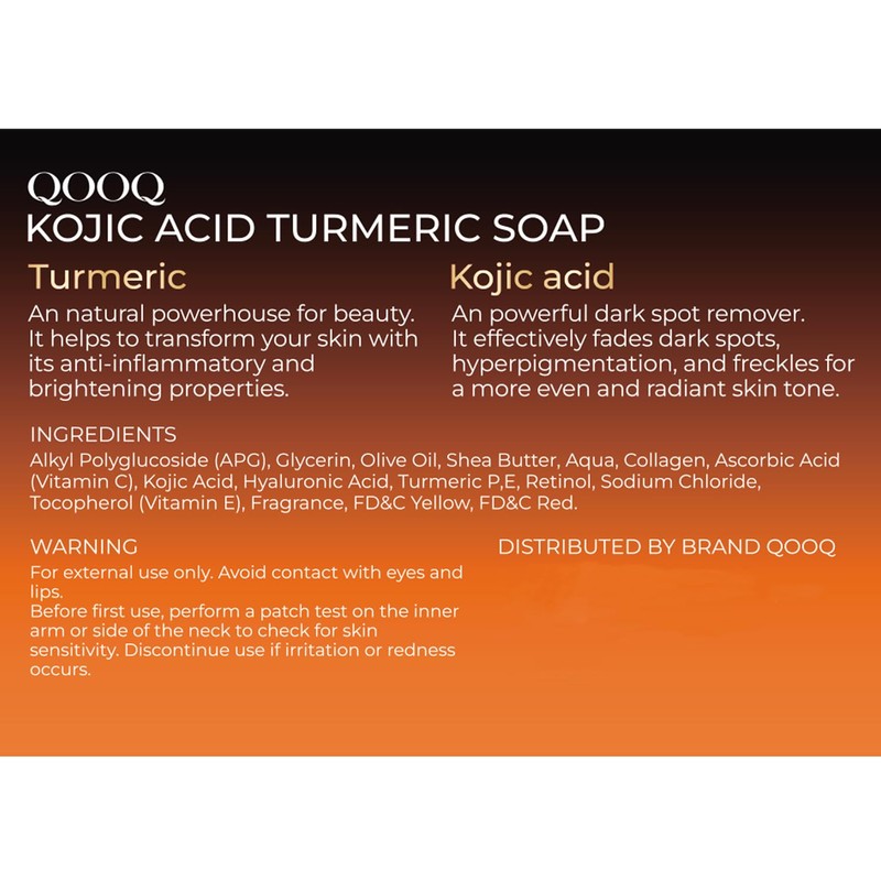 QOOQ Turmeric Kojic Acid Soap for Dark Spots Brightening –