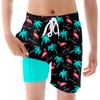 Ahegao Boy Swim Trunks with Compression Kids Green Palm Tree