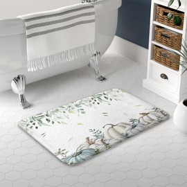 Alfombra de baño con hojas de otoño, hojas de otoño, hojas de flores, cosecha de Acción de Gracias, antideslizante, absorbente, de secado rápido, alfombras de terciopelo suave para tina, baño