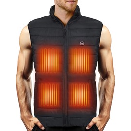 HOTHUGZ Heated Vest for Men with 12V 10000mAh Battery Pack, Men’s Lightweight Heated Vest Liner, Winter Outdoor Electric Vest