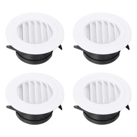 PATIKIL 4 Inch Round Air Vent Cover, 4 Pack ABS Louver Soffit Vents with Screen Ceiling Diffuser Grill Cover for Bathroom Kitchen Home Office Ventilation