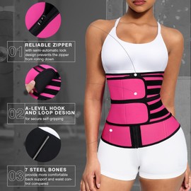 Lover-Beauty Waist Trainer for Women with Strap, Gym Corset Waist Trimmer, Body Shaper, Red, M