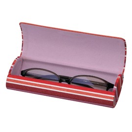 Pearl HY-5 092798 Eyeglass Case, Red, Hard Cotton, Striped Pattern