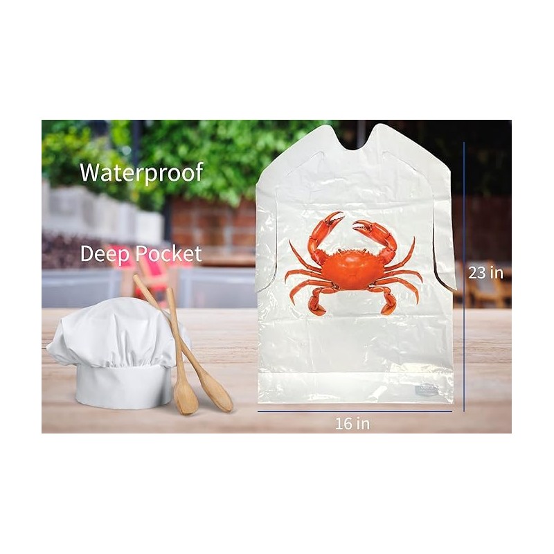 AMSCO Disposables Disposable Crab Bibs - Clothing Protectors for Crawfish,