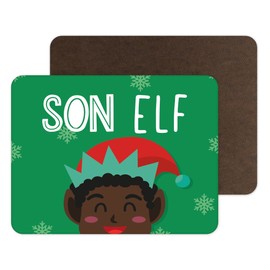 Funny Novelty Christmas Placemats | Place Mat Food Table Mat Dinnerware | Black Son Elf | Funny Joke Table Accessory | PM20