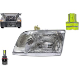 KOZAK Headlight with 1x LED Bulbs 9007 (Left Driver Side) Compatible with Volvo VN VNL 1998-2003, VNM 2000-2017 PLUS Reflective Vest