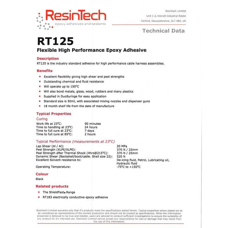 ResinTech RT125-DS-050 Flexible 2 Part Epoxy 50ML Black Motorsport Wire