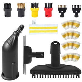 Bekasa14 Stück Dampfreiniger Zubehör für Kärcher SC1 SC2 SC3 SC4 SC5 SC7, 4 Rundbürste, 2 Fugenbürsten, Gebogene Düse,Handdampfbürste,Fensterabzieher, Mikrofasertuch, Dampfreiniger Ersatzteile