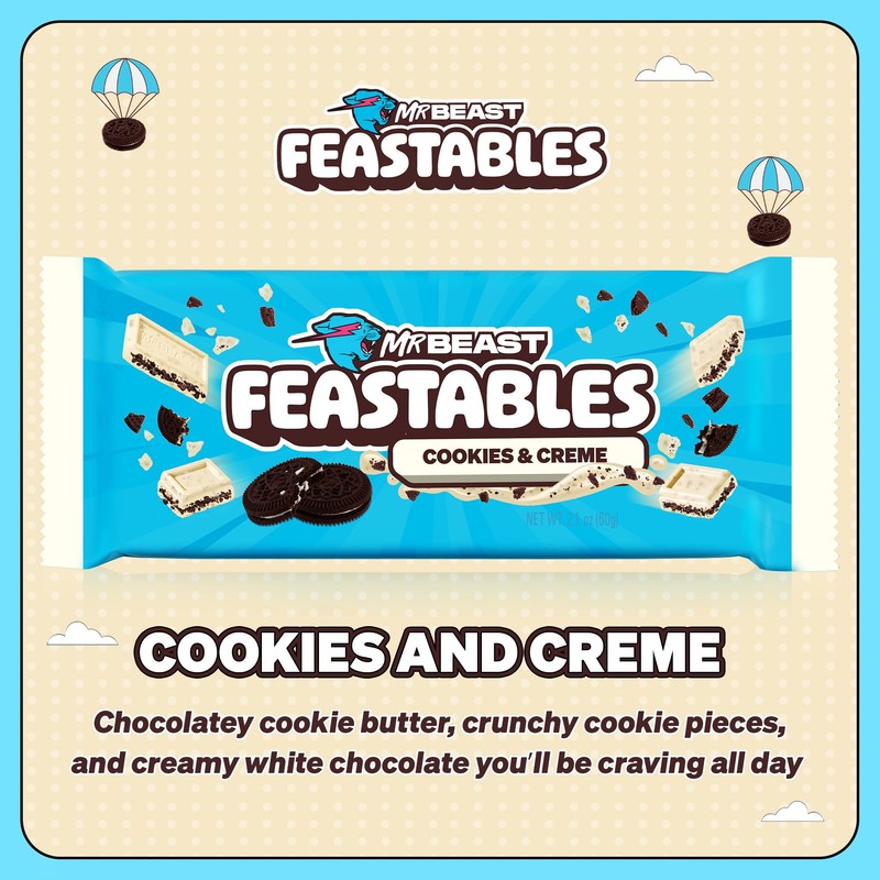 Feastables New! Cookies & Creme KING Size Chocolate Bar, 2.1oz