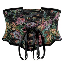 Scarlet Darkness Women Medieval Belt Lace-up Wide Waist Plastic Boned Corset for Party Black 10