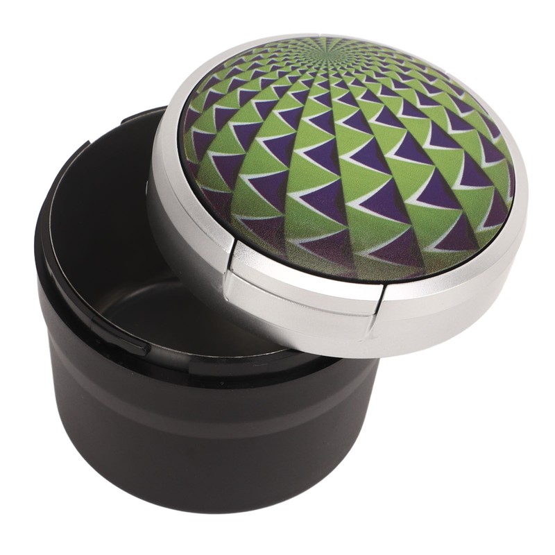 Portable Car Ashtray Mini Silver Edge Fire Prevention Smokeless Auto