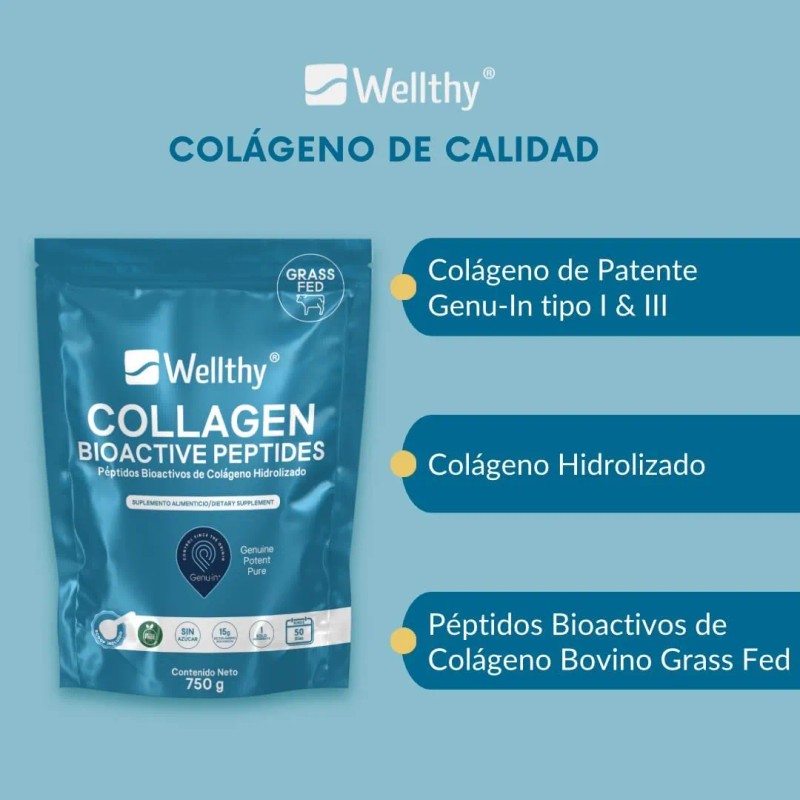 Péptidos Bioactivos De Colágeno Hidrolizado 750 Gr Wellthy Sin Sabor