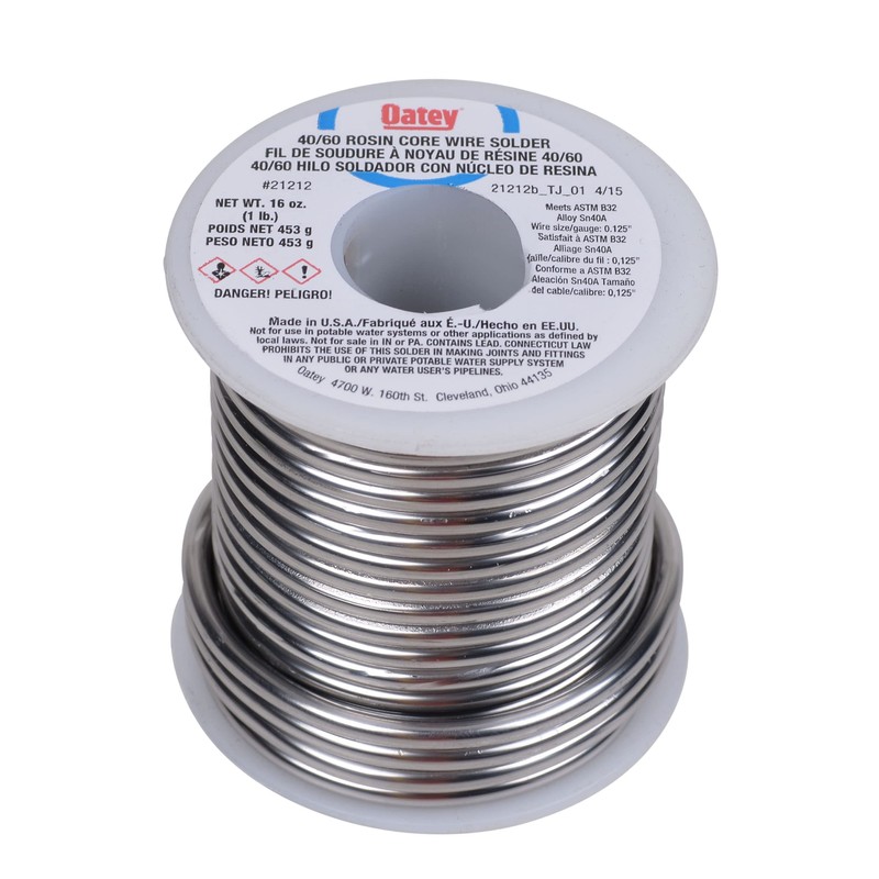 OATEY 21212 Rosin Leaded Core Solder, 1/8 In Dia, Silvery