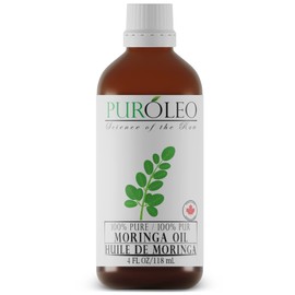 PUROLEO Moringa Oil 4 Fl Oz/118 ML (Made In Canada) for Face (Large Bottle) 100% Pure | Natural Cold Pressed Unrefined