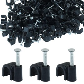 Waziaqoc 200 Pack 6mm Nail in Cable Clips, Ethernet Cat6 Cable Clamps, Wire Clips with Steel Nail for Wall,Cord Management