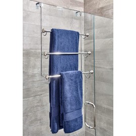 iDesign Over the Door Towel Rack, The York Collection, 1.5” x 7” x 22.8”, Brushed Nickel
