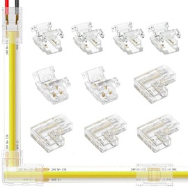 LED Strip Connectors Kit-2Pin 8mm COB Connectors Incl. Dual End, L-Shaped Connectors, Strip to Wire for COB/SMD 2835 3528 Single Color LED Strips