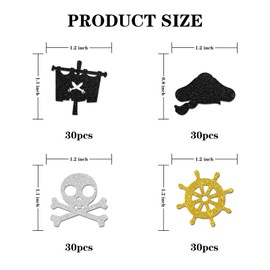 Pirate Birthday Confetti Glitter, Ship's Anchor Skull Sign Pirate Table Confetti, Baby Shower Paper Scatter, Children Men Boys Birthday Party Table Decorations Confetti, 120pcs