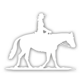 Decal Sticker of Western Pleasure Horse with Cowgirl Woman Girl Rider for Your Tack Box, Truck or Equestrian Horse Trailer - 7 1/2 x 9 1/4 Inch White
