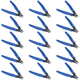 HEIHAK 15 Pack 170 Wire Cutters, 5 Inch Mini Wire Flush Cutters, Bulk Wire Snips Small Side Cutters for Electronics Crafts Jewelry, Blue