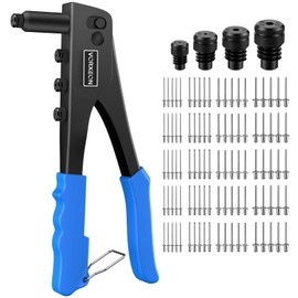 VORXEON Pop Rivet Gun Set Heavy Duty Hand Riveter Rivnut Tool with 100Pcs Rivets 2.4mm 3.2mm 4.0mm 4.8mm for Furniture Car Trailer Boat