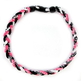 MapofBeauty 18" Sport Style Three Colors Fashion Three Braided Rope Tornado Necklace (Pink/Black/White)