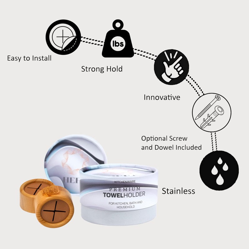 HEFA Eco 8 Pack Towel Hooks - Kitchen Organization, Hand
