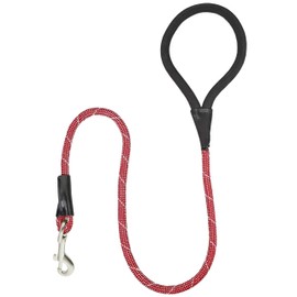 EZONEDEAL Dog Leash - Heavy Duty Nylon Dog Lead Reflective Rope Lead Leash with Double Genuine Leather Connectors for Dog Training Walking Running Small, Medium, Large Dogs (1.2M / 3.95ft, Red)