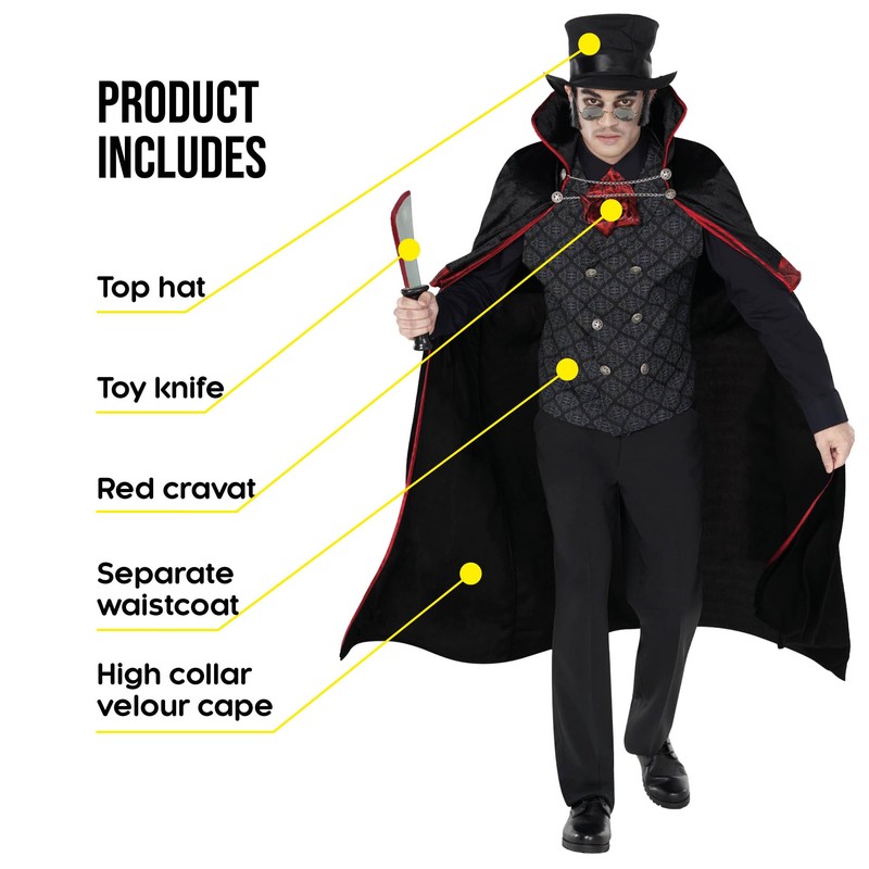 Morph Adult Vampire Costume for Men, Dracula Costume, Jack The