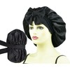 Black Double Layer Silk Bonnet for Sleeping Women Long Curly