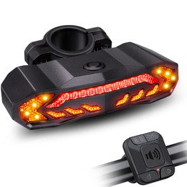 Onvian 5-in-1 Bicycle Turn Signal Light, Alarm, 110dB, Bicycle Direction Indicator, Tail Light, 5 Lighting Modes, Smart Brake Alert, Auto Light, Vibration Sensor, Smart Road Bike, Rear Light, Left Turn Right Turn Signal Light, Wireless Remote Control, US
