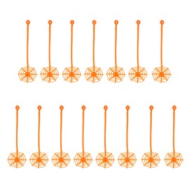 Toyvian 15Pcs Stretchy Spider Net Toy Sticky Spider Web Toy with Loop Handle Kid Joke Toys April Fools Prank Toys for Kids Toddler (Orange)