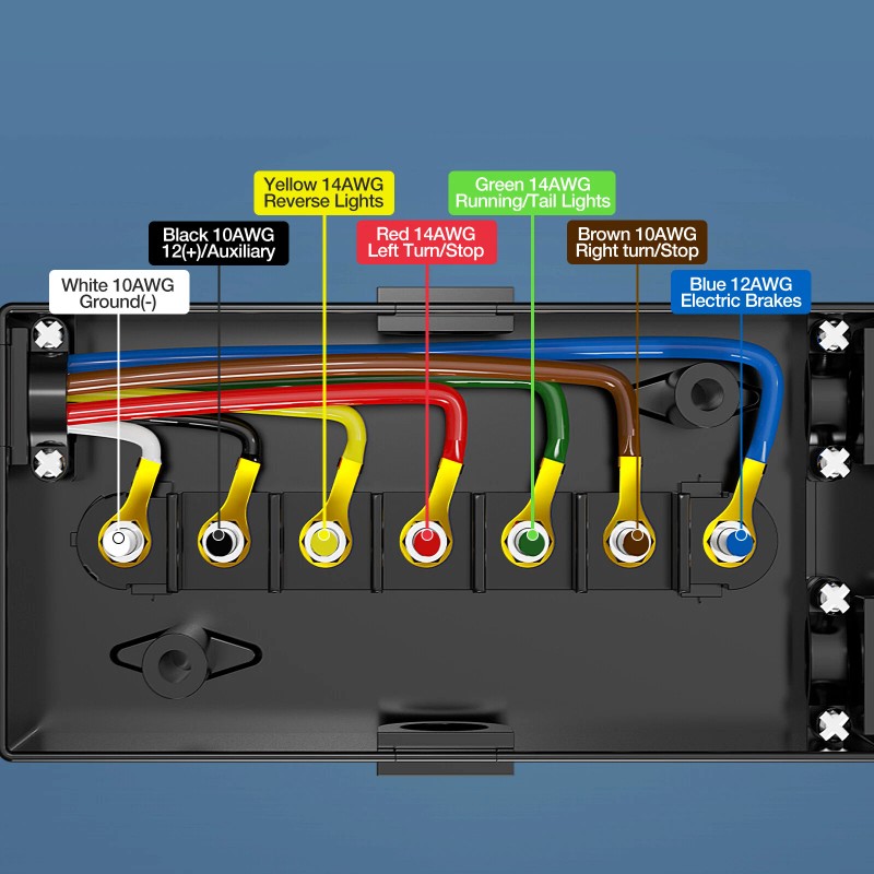 MICTUNING 8FT Trailer Cord with 7-Way Plug Inline Junction Box,