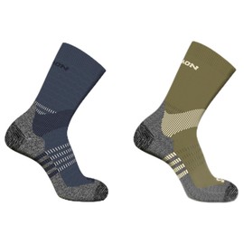 Salomon Socks, 2-Pair Set, X Ultra ACCESS CREW 2-PAC (X Ultra Access Crew Pack of 2), Gothic Olive/GRISAILLE