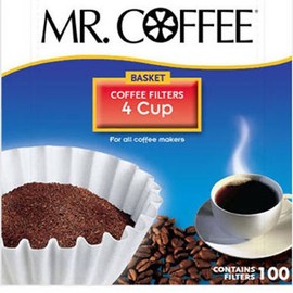 Mr. Coffee Basket Coffee Filters, 4 Cup, White Paper, 100-Count Boxes (Pack of 12)