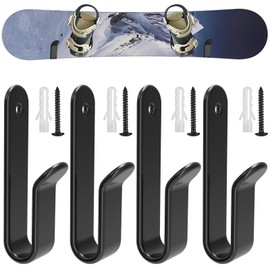 Kvlniqs 4 Pack Snowboard Wall Mount Clips, Horizontal Skateboard Wall Mount with Screws, Snowboard Display Stand, Indoor Snowboard Storage, Snowboard Wall Rack Storage and Display for Room, Garage