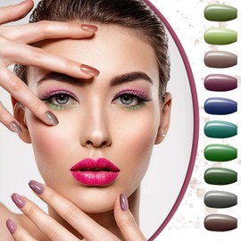 Maitys 720 Pieces 30 Sets Medium Square Nails Artificial Fake Nails Ballerina Press on Nails Glossy Fake Nails Cover False Nails Tips for Women Girls DIY(Cool Colors)