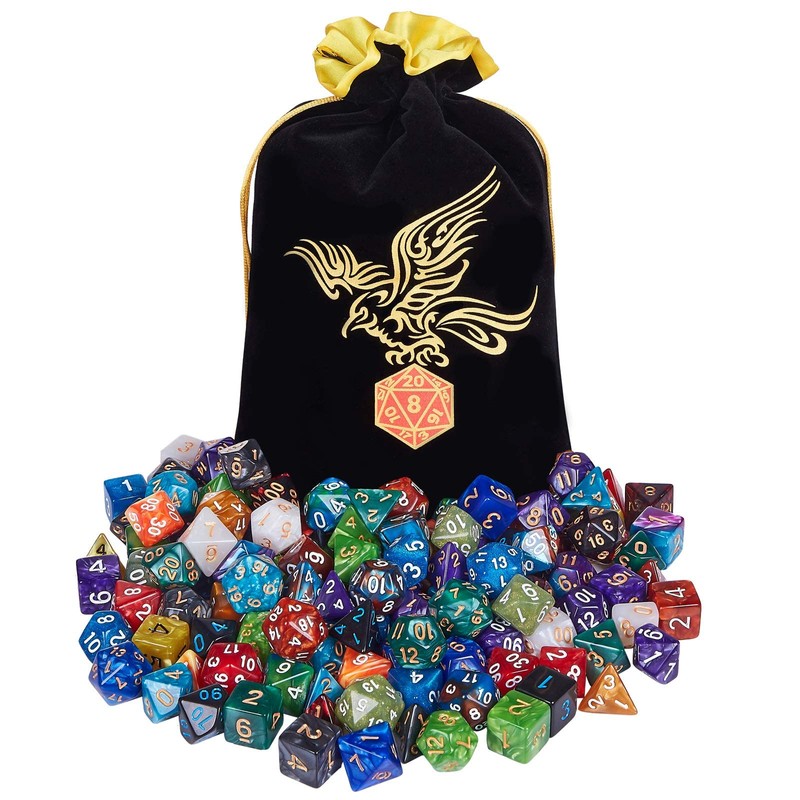 QMay DND Dice Set 20 X 7 Polyhedral Dice (140pcs)