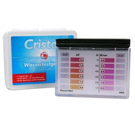 Cristal Water Tester Chlorine + pH for Fast Water Analysis | DPD 1 | Phenol Red | Manual Pool Tester | 6 Scale Values | Quick and Easy Includes Test Tablets