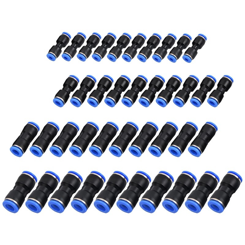 Dokeno Pack of 40 Straight Pneumatic Connectors, Straight Push in