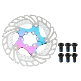 BULLSPANN 1 Set Bicycle Disc Brake Rotor, 160mm Round Bicycle Brake Disc Rotor W/6 Volts, Bicycle Flowing Disc Brake Rotor for Mountain Road E-Bike, Assorted Colors