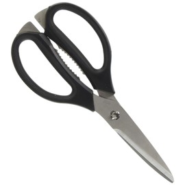 Endoshoji TKG BHS2905 Kitchen Scissors, Rust-resistant Stainless Steel, Black, Disassemblable and Cleanable, Hygienic, Single-Sided Wave Blade Specification, Cut Section, Non-Slip, Total Length 7.9