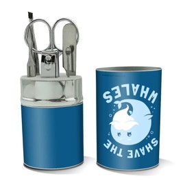 Shave the Whales Save Mustache Beard Funny Humor Stainless Steel Manicure Pedicure Grooming Beauty Care Travel Kit