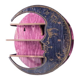 Moon Shelf - Wooden Floating Moon Shelf | Wall Mounted Moon Crystal Shelf - Crystals Holder for Oil Shelf in Living Room - Gothic Decor Greatideal