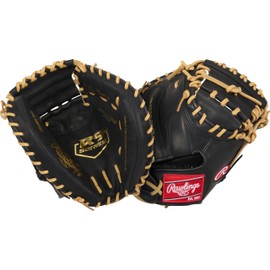 Rawlings | R9 Contour Series Catcher's Mitt 32-INCH Baseball Glove | 32" | Right Hand Throw | Black/Camel